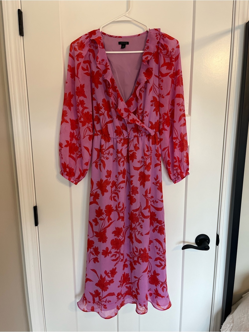 Ann Taylor Floral Ruffle Midi Dress